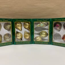 Vintage 1990's 14pc Lot Christmas Classic Glass Ball Ornament Hand Decorated