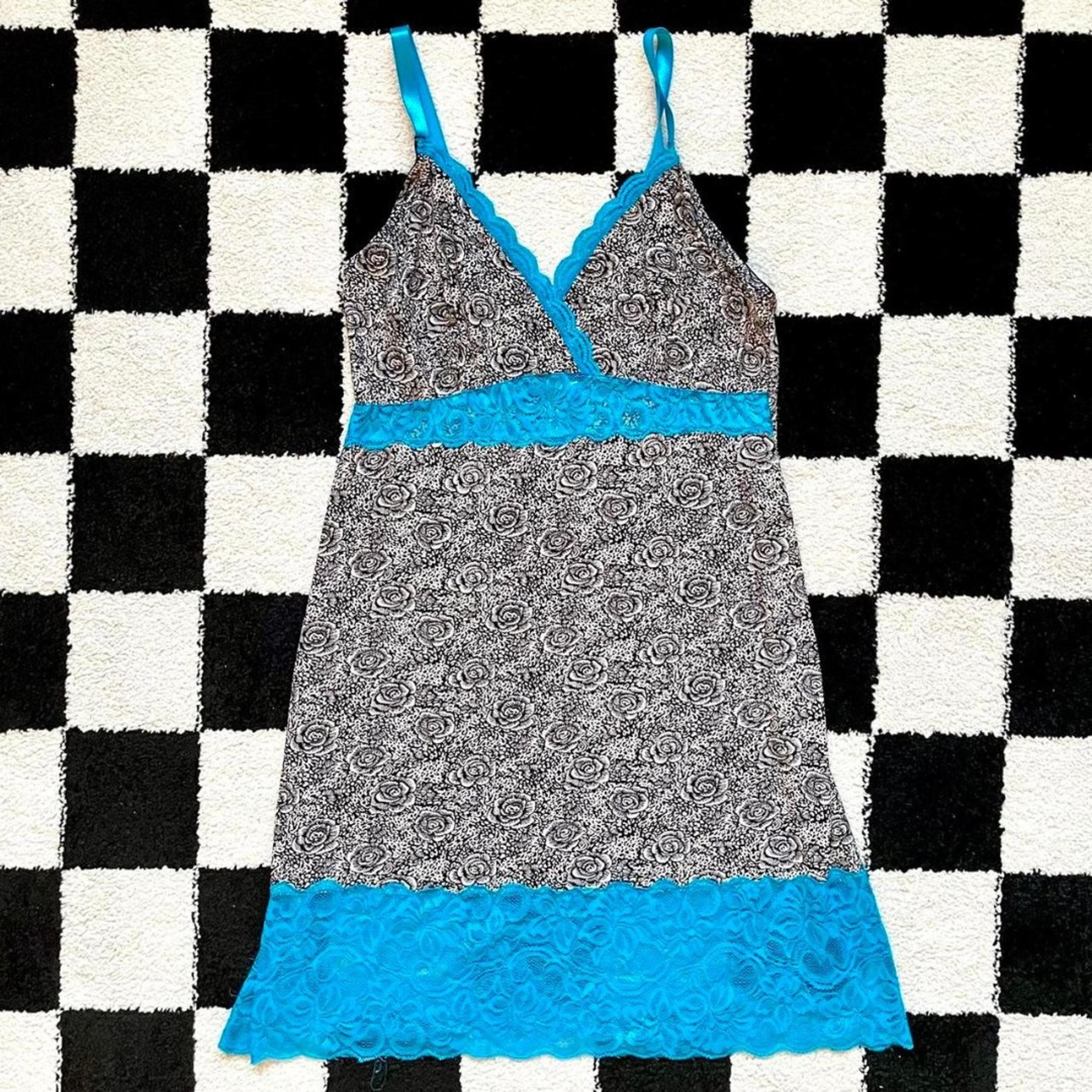 Black and White Blue Trim Slip