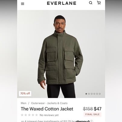 NWT Everlane The Waxed Cotton Jacket