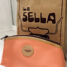 La Sella Roma Leather Italy Cosmetic Bag