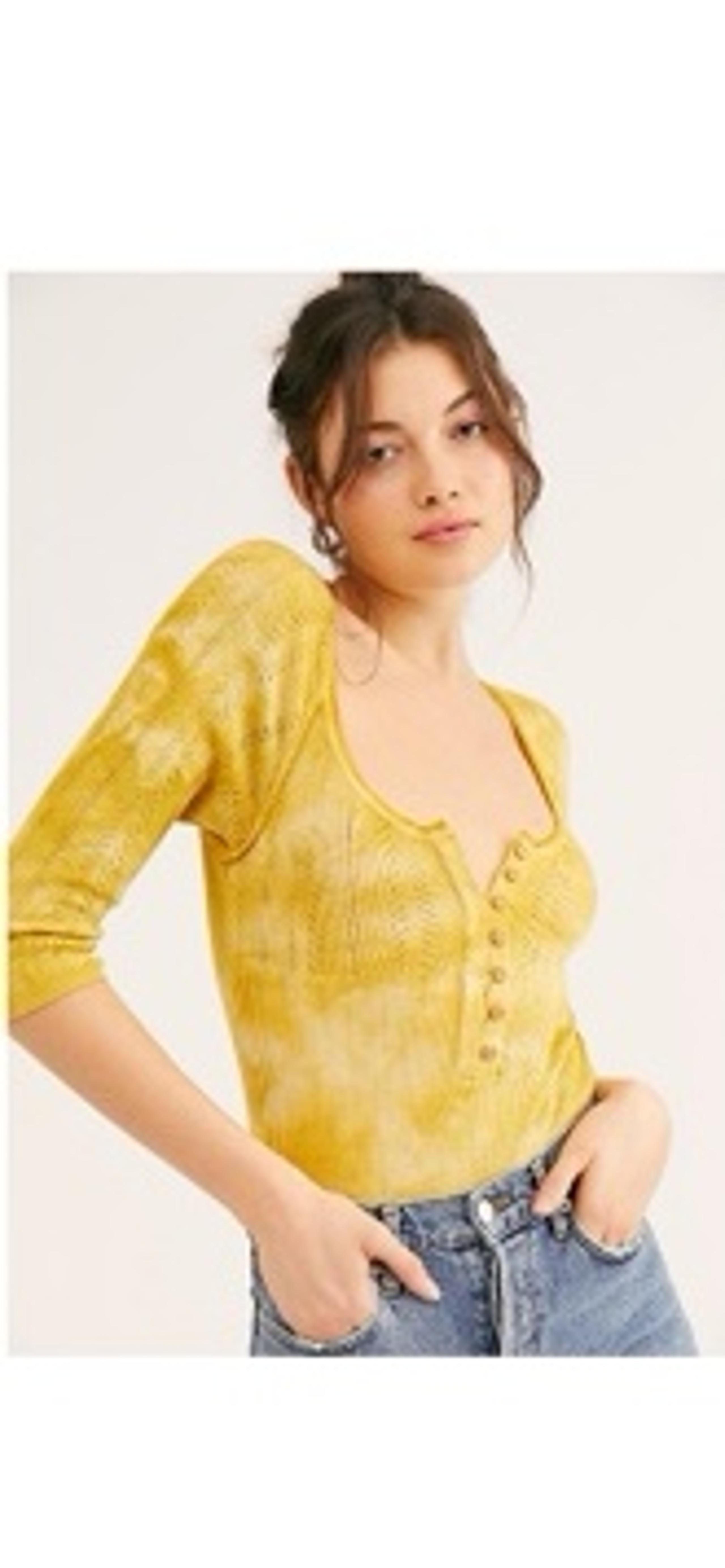 Rory Henley by Free People, Buttered up Combo Henley Top Size M