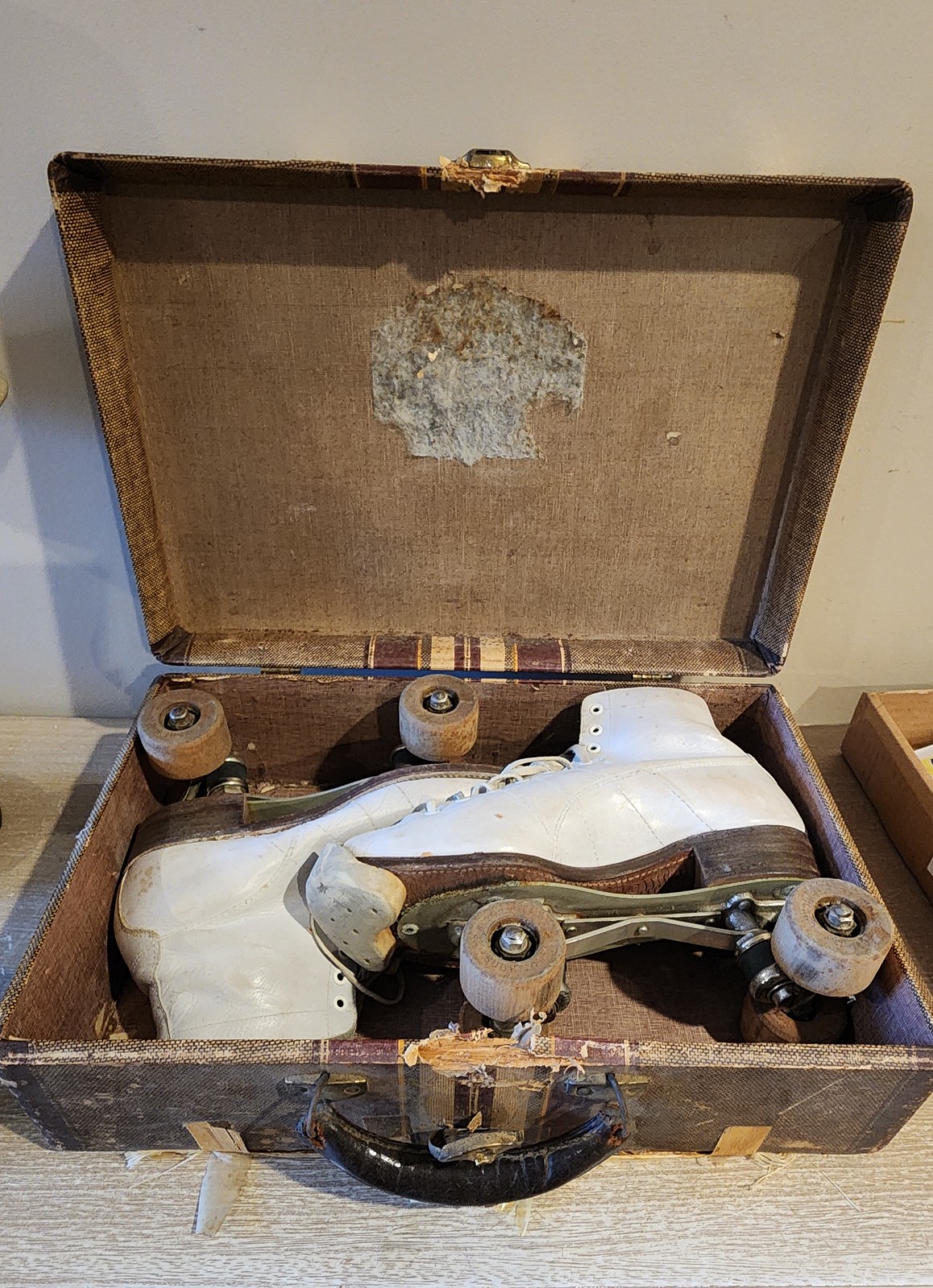 Vintage Chicago Roller Skate Co. Wooden wheel roller skates