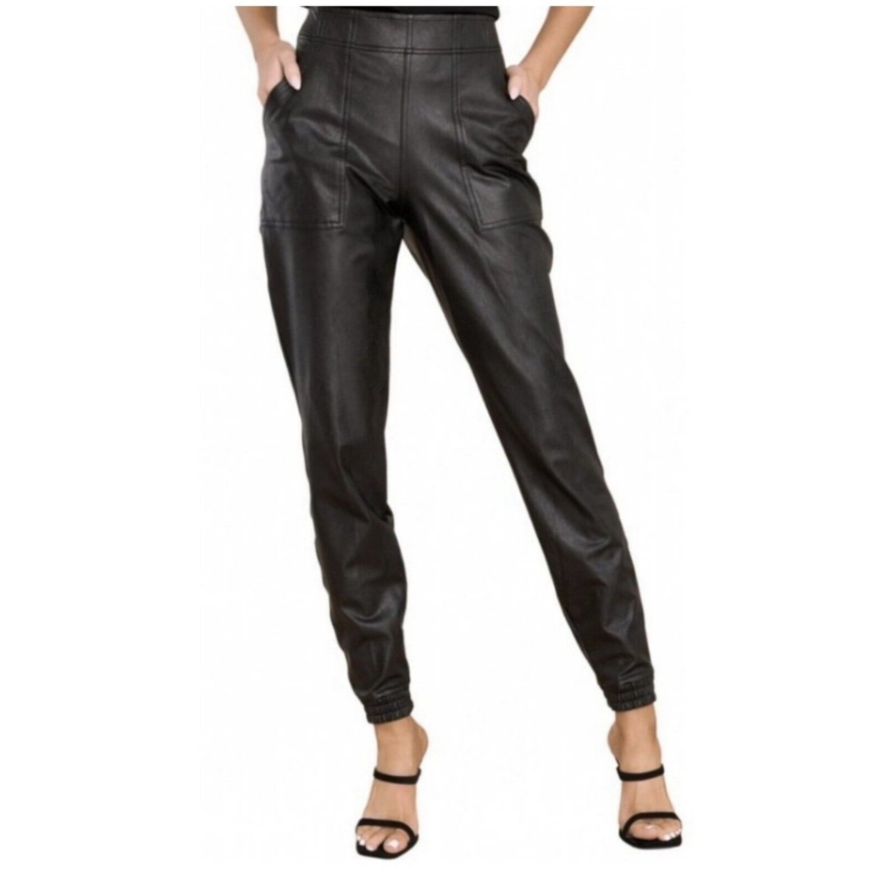 Spanx black faux leather joggers