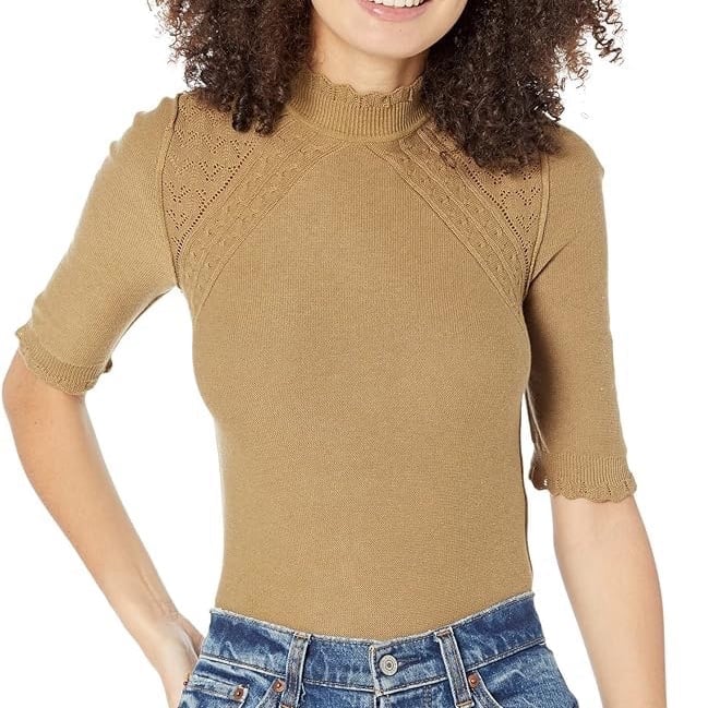 Free People Large Bodysuit Winter Warmer Sweater in Tropical Nut NWT