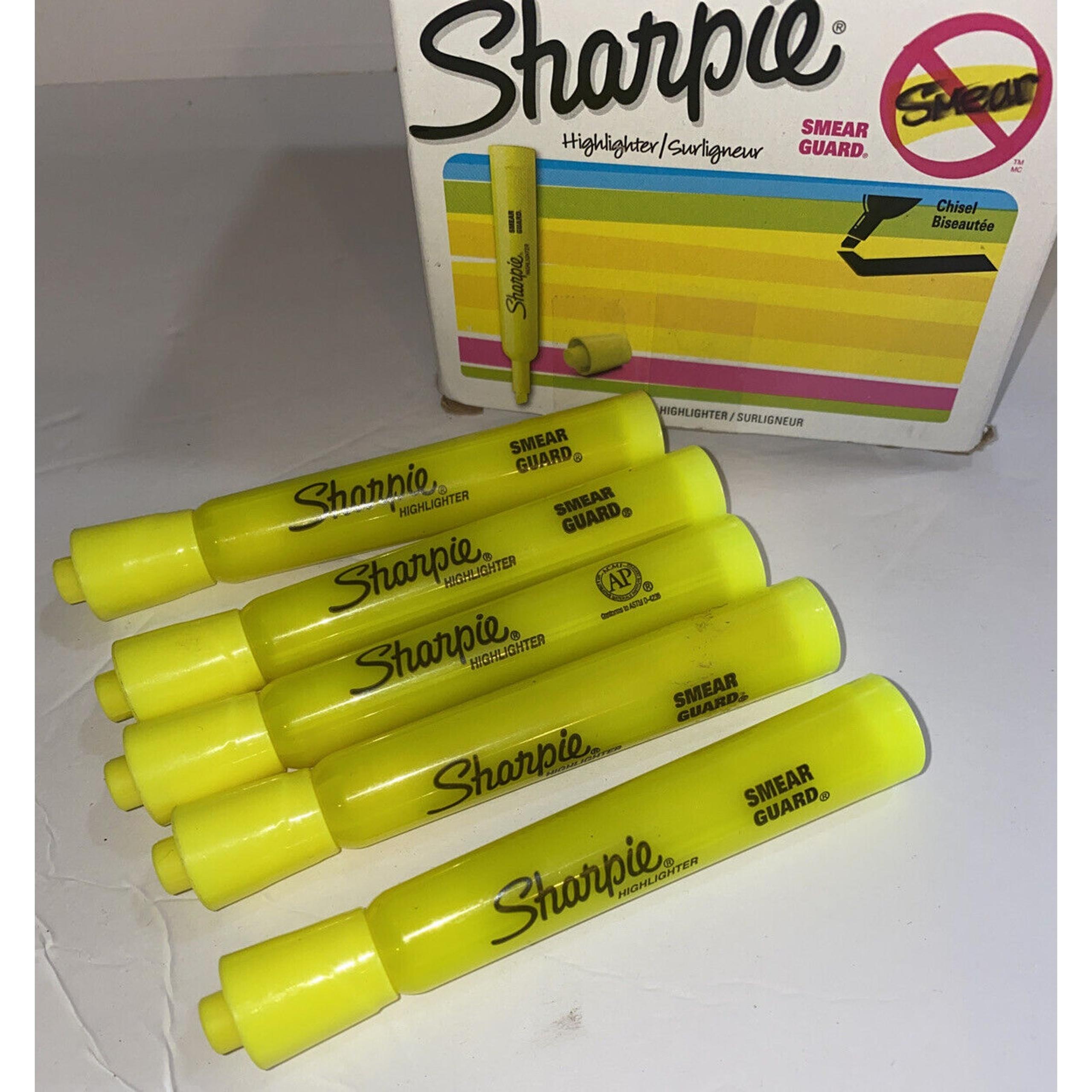 Sharpie 5 pcs Best Wualir Highlighters Fluorescent Yellow No Smear PackOf 5 NEW