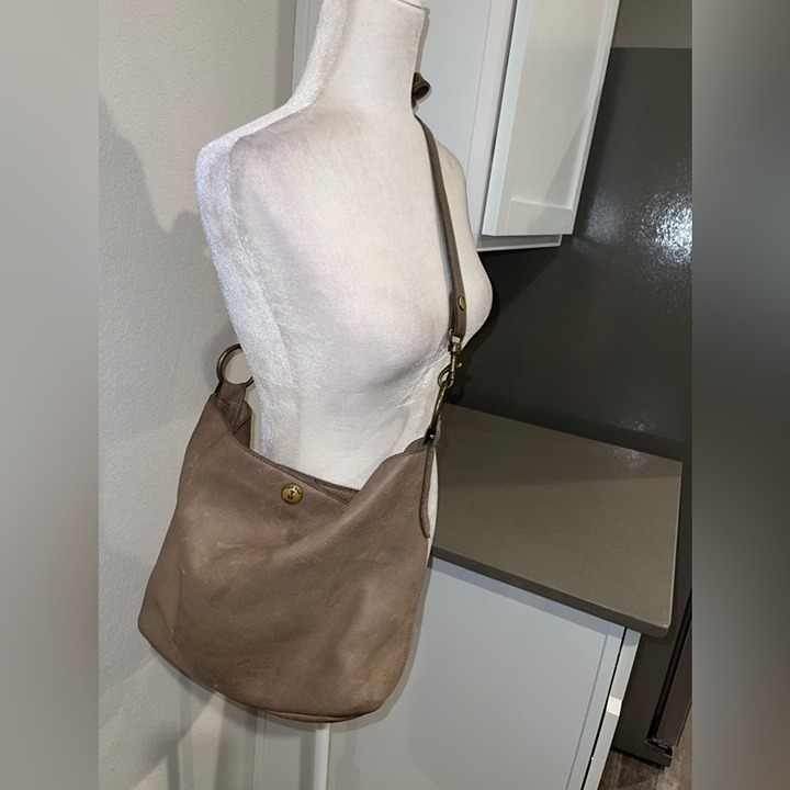 Two bar west raw leather crossbody bag