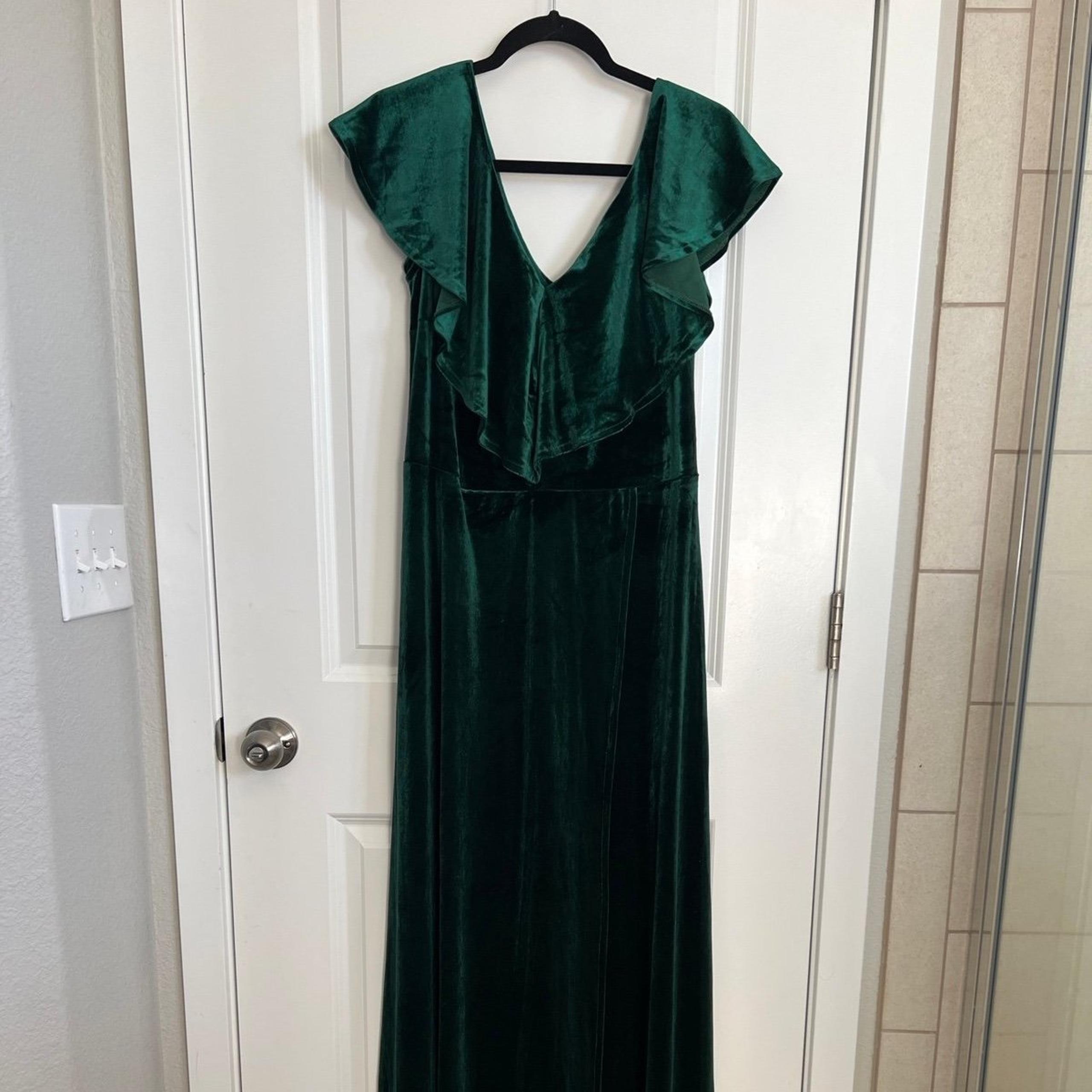 Emerald Green Velvet Bridesmaid Dress Maxi Gown
