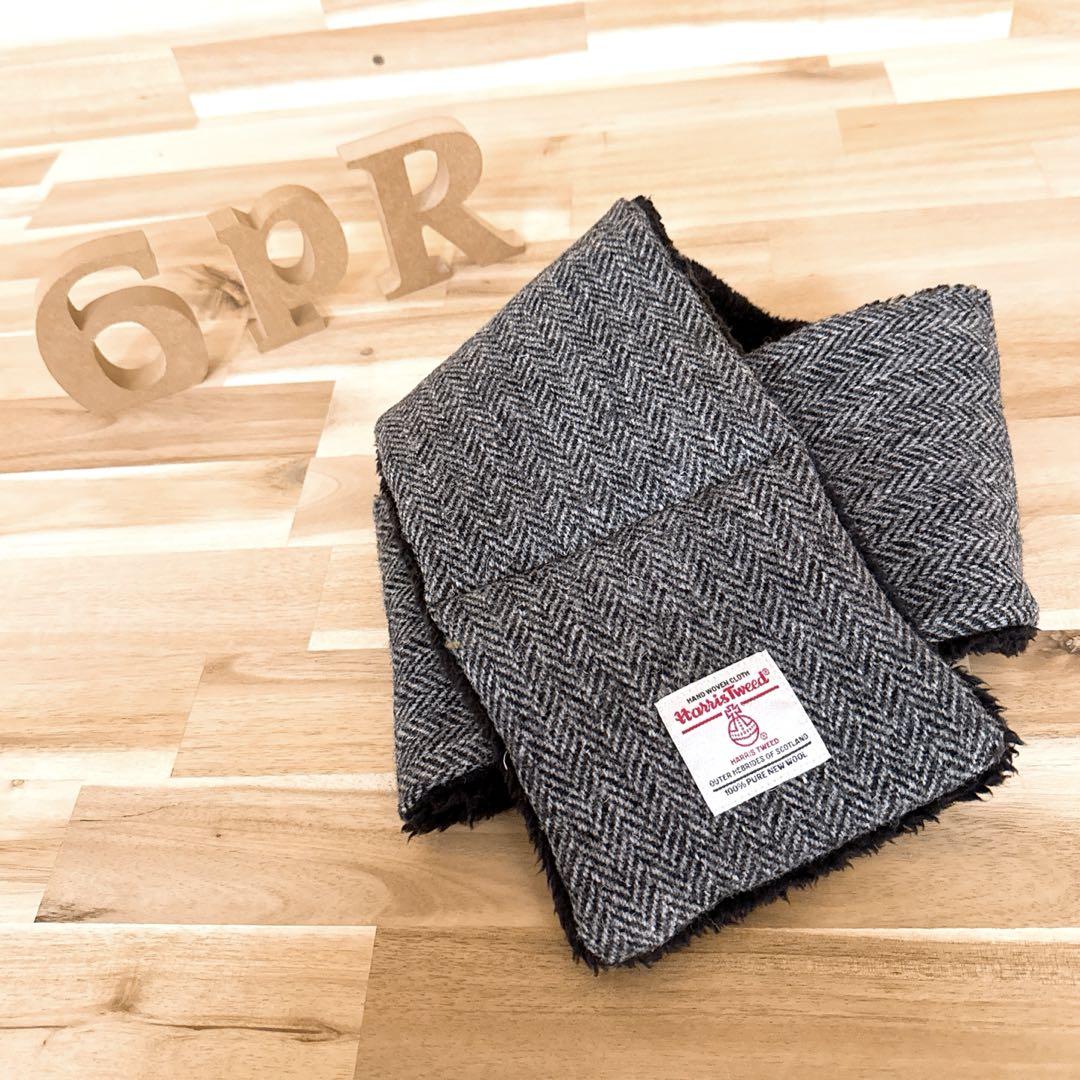 【Takeo Kikuchi x Harris Tweed】 Collaboration Herringbone Insert Scarf Black x Gray