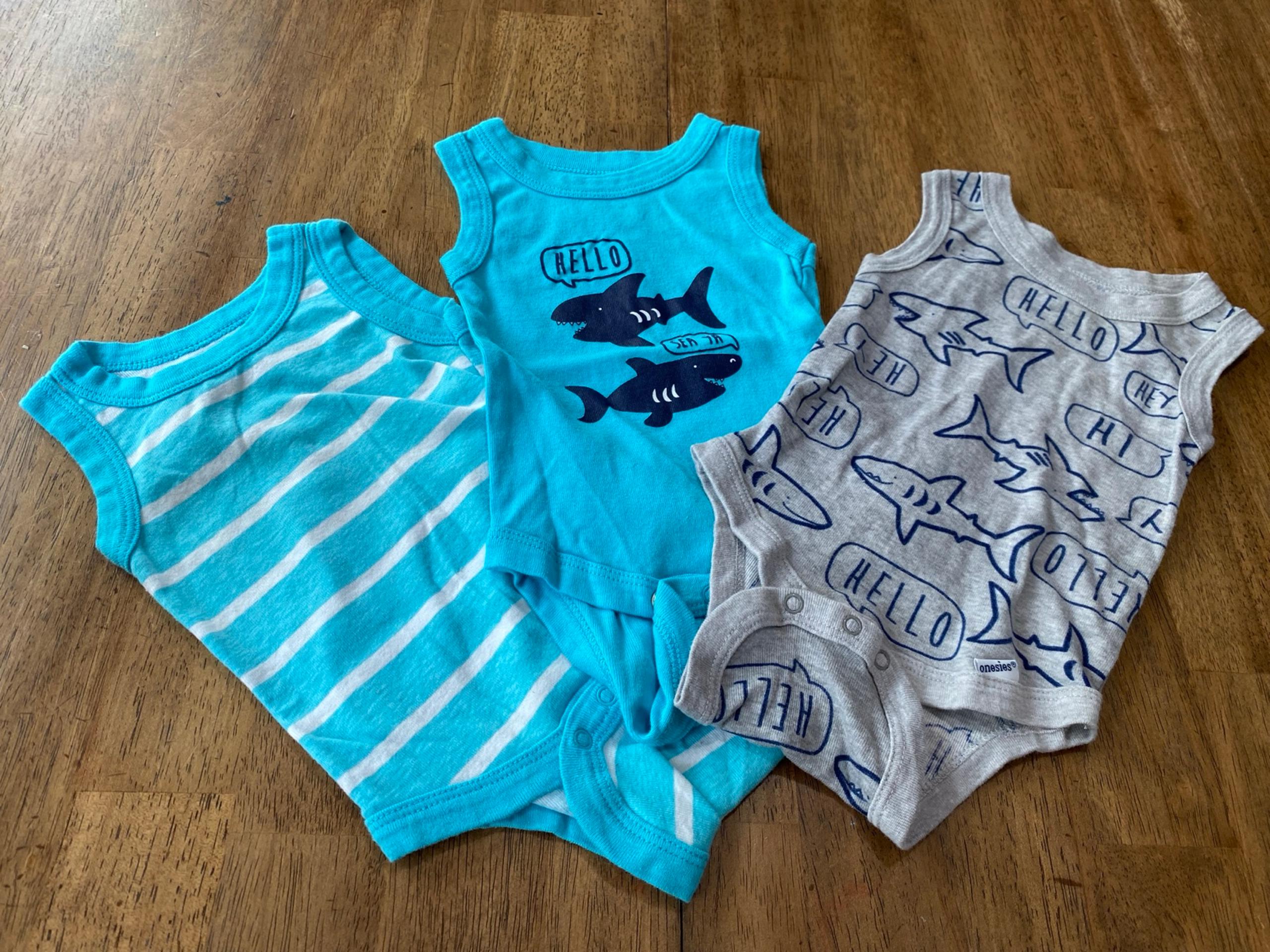 Gerber 3/6m tank onesie bundle- sharks