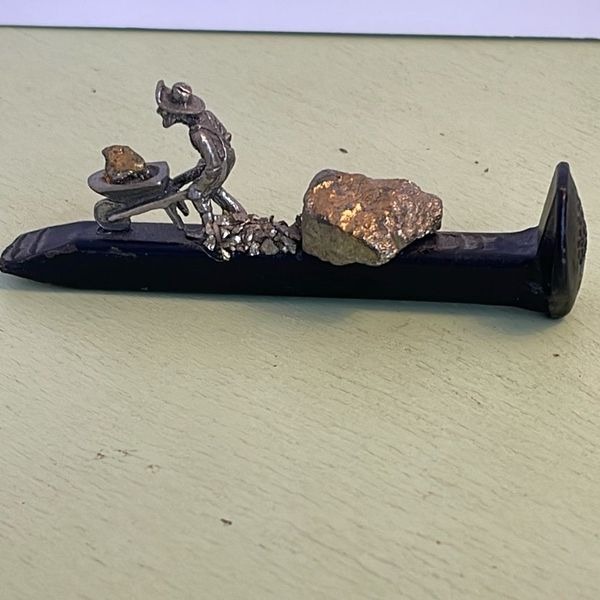 Rail Spike Crampton figurine - paper weight Miners fools gold