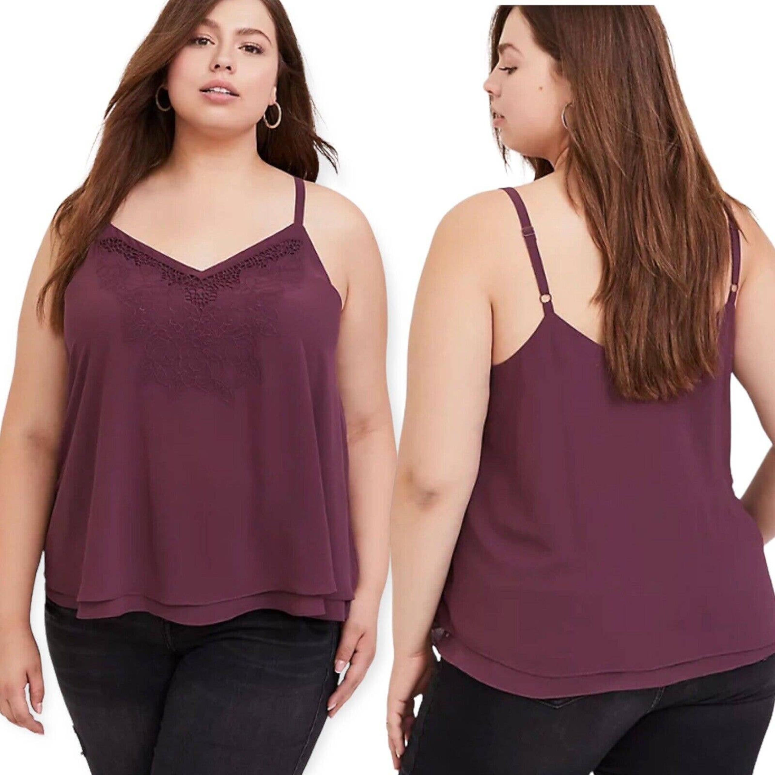 Torrid NEW Womens Size 00 Sophie Swing Camisole Embroidered Chiffon Top