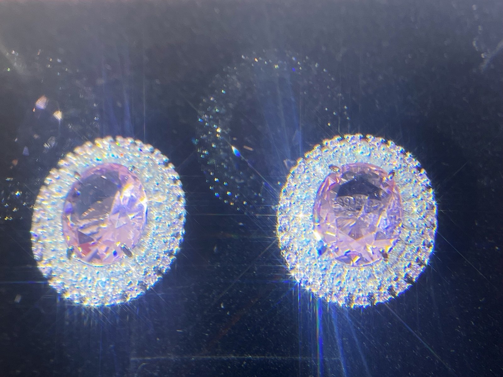 4Carat / 8 CTW Cherry Blossom Pink Lab Diamond Stud Earrings,three halo earrings