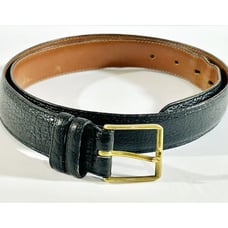Vintage Coach Belt Men 36 Black Pebbled Leather Brass Buckle Preppy USA Made 80s