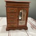 VINTAGE WOOD JEWELRY BOX WITH ETCHED GLASS DOOR