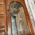 VINTAGE WOOD JEWELRY BOX WITH ETCHED GLASS DOOR