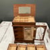 VINTAGE WOOD JEWELRY BOX WITH ETCHED GLASS DOOR