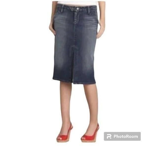 Y2K Rare Paige Norton Split Front Hem Double Button Denim Western Boho MIDI