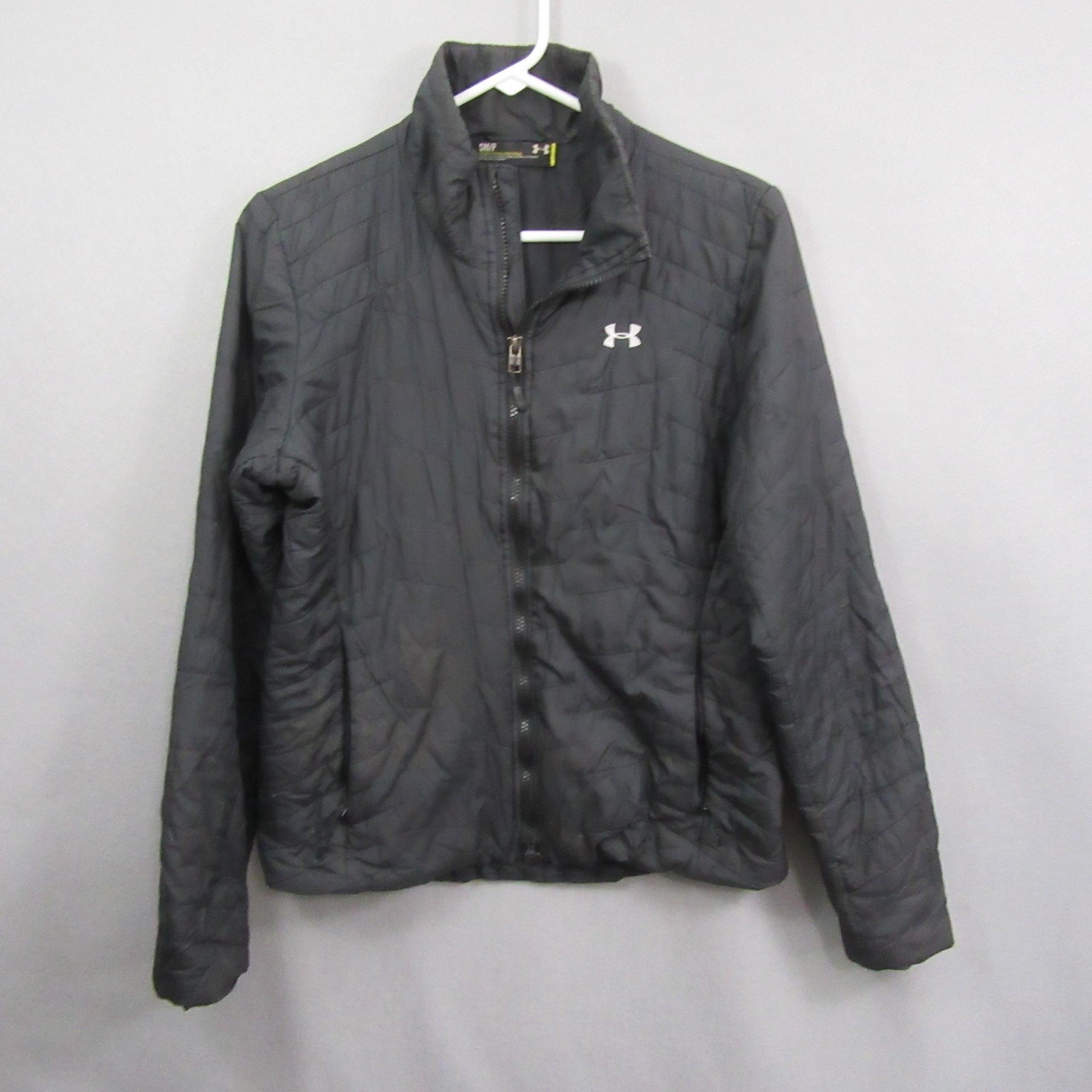 Under Armour Mens Puffer Jacket S Black Fitted Full Zip Quilted Pocket