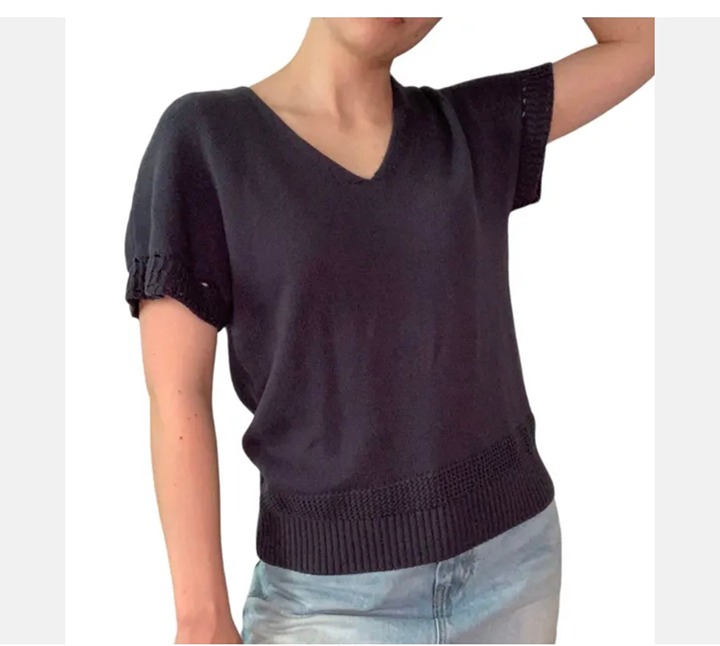 NWT Joie Sz XS Fantastic 100% Cotton Dark Gray Sweater Short Sleeve