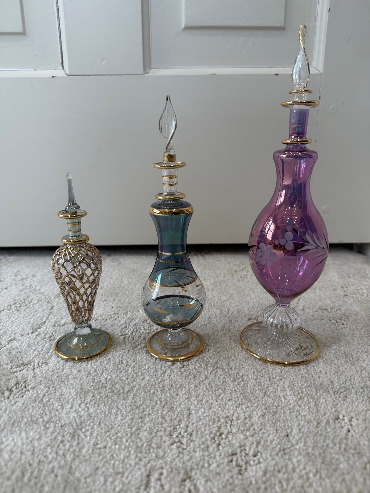 Vintage hand blown perfume bottles