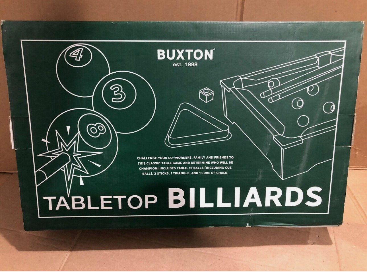 Tabletop Billard's Buxton Set -Size 20L x 1 2 1/4W x 3 5/8H