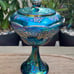 Indiana Glass Co Carnival Glass Grapevine Pedestal Compote with Lid
