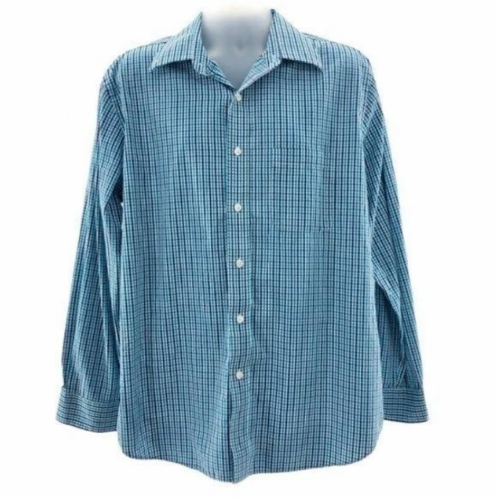 NWT NEW mens blue green white plaid CROFT & BARROW classic fit l/s dress shirt NWT NEW mens blue green white plaid CROFT & BARROW classic fit l/s dress shirt