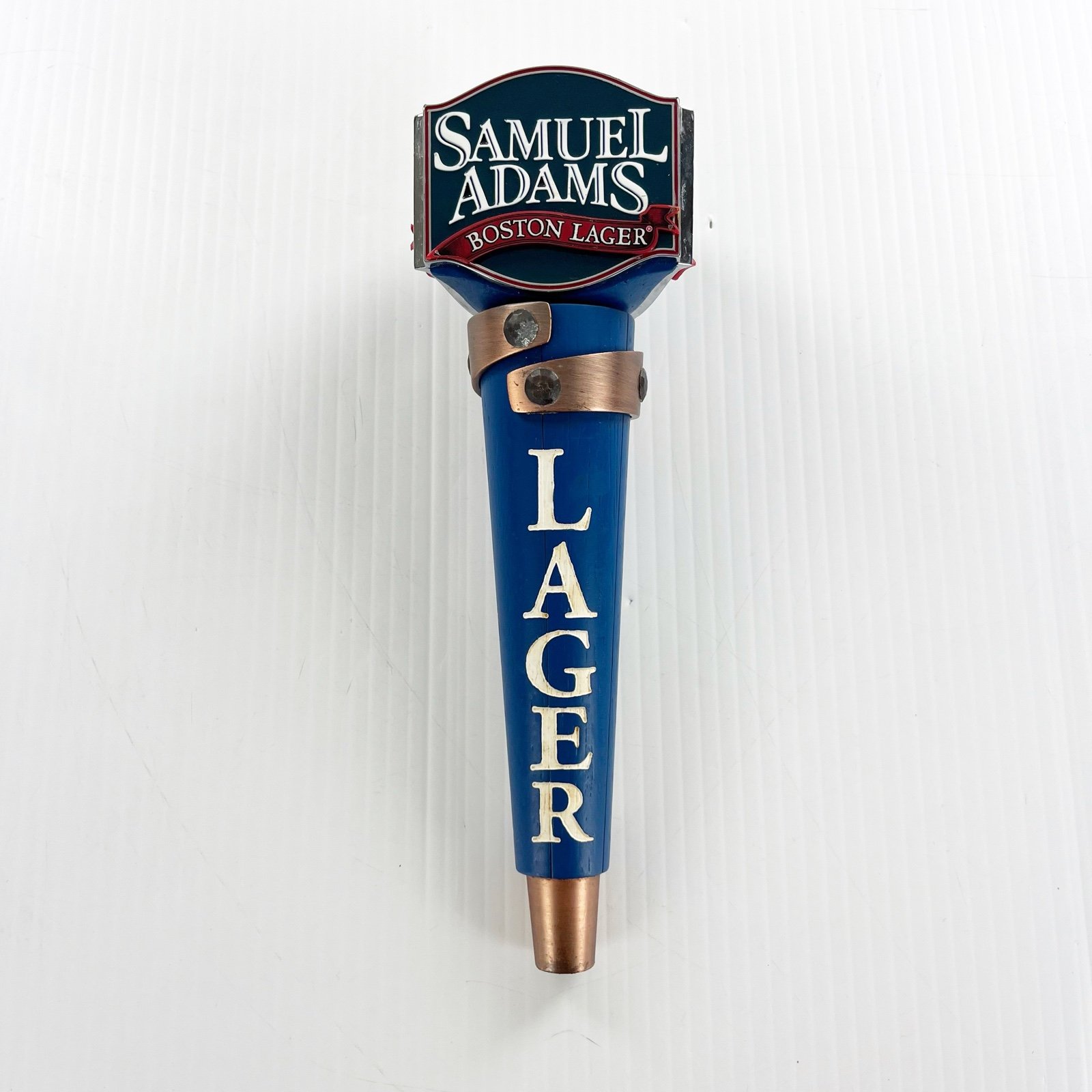 Samuel Adams Boston Lager Copper Ribbon Blue Beer Bar Tap Handle