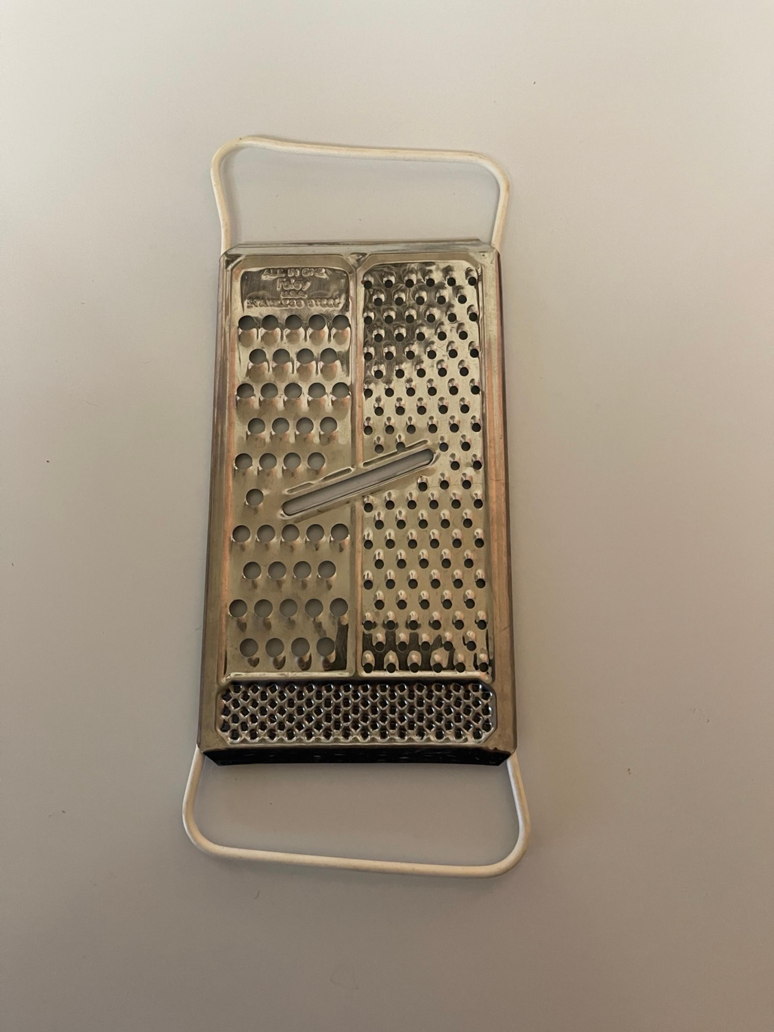 Vintage Foley All In One Stainless Hand Held Grater Shredder Rubber Handle