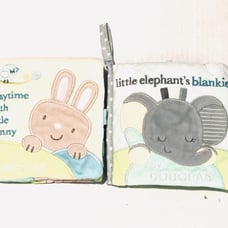 Douglas Baby Elephant/Bunny Sweet Animals Soft Crinkle Lovey Sensory Books Set-2