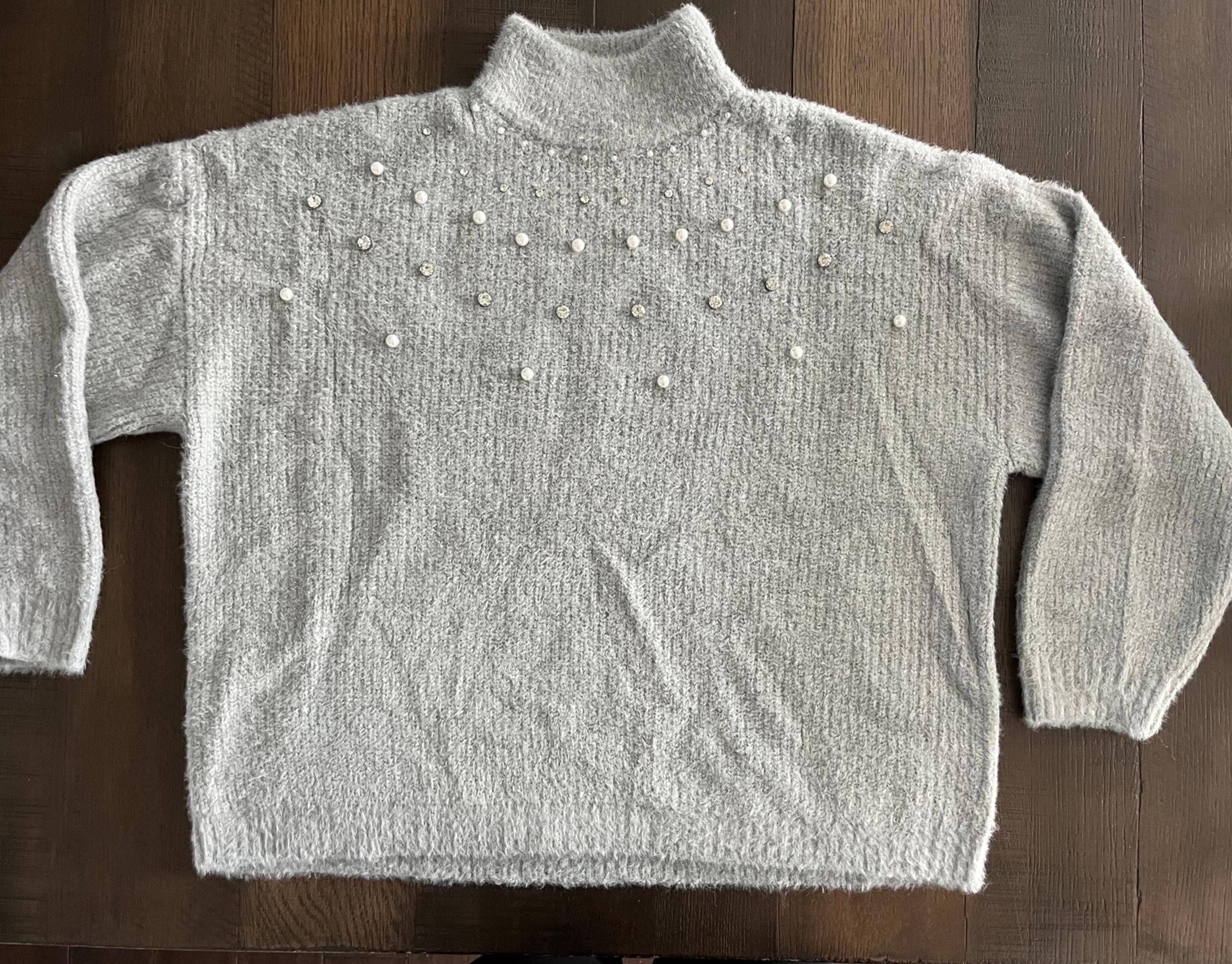 Maurices Faux Pearl Embellished Mock Neck Sweater ~ Size XL