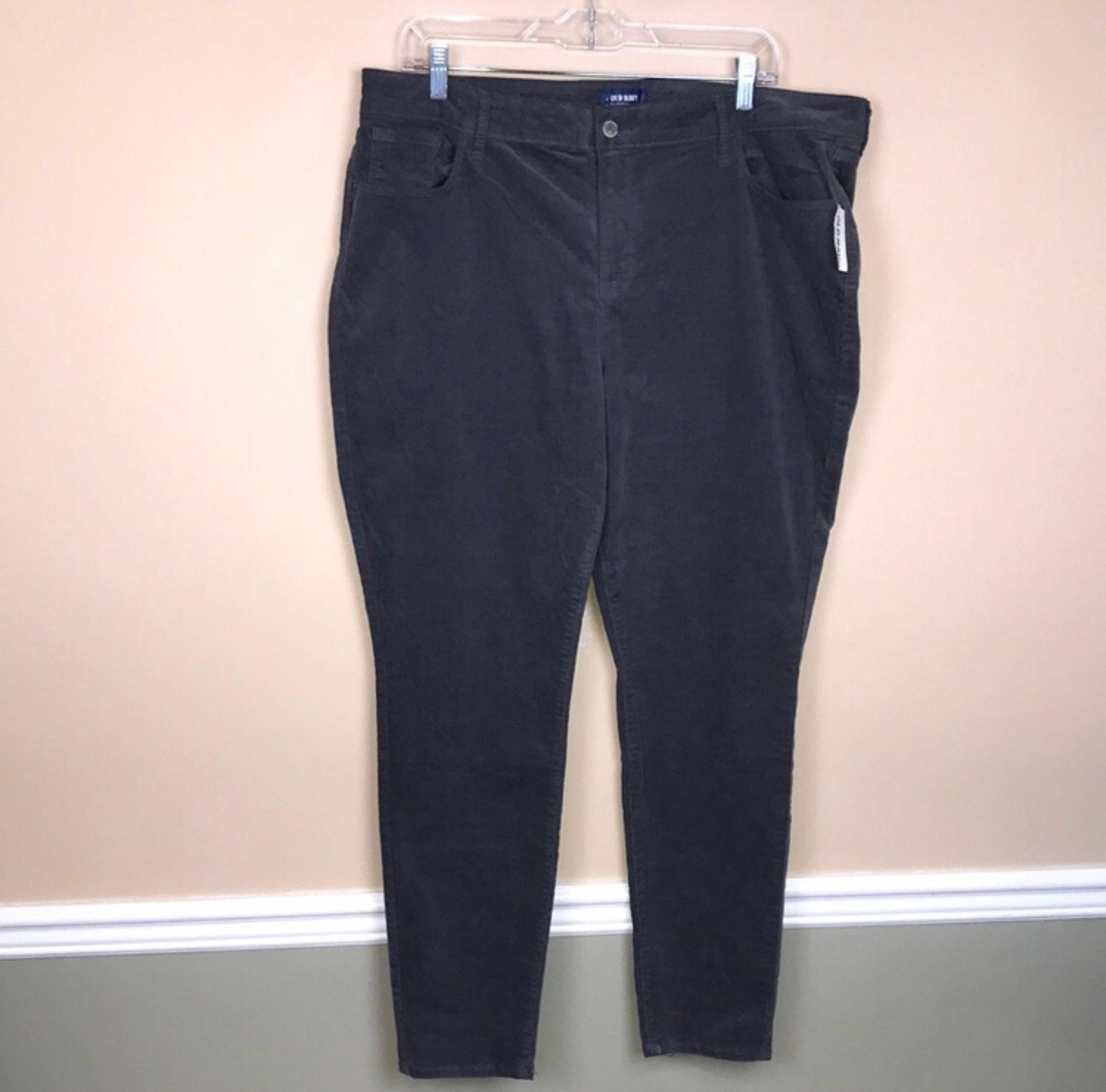 NWT Old Navy Women's Rockstar Mid-Rise Gray Skinny Corduroy Pants