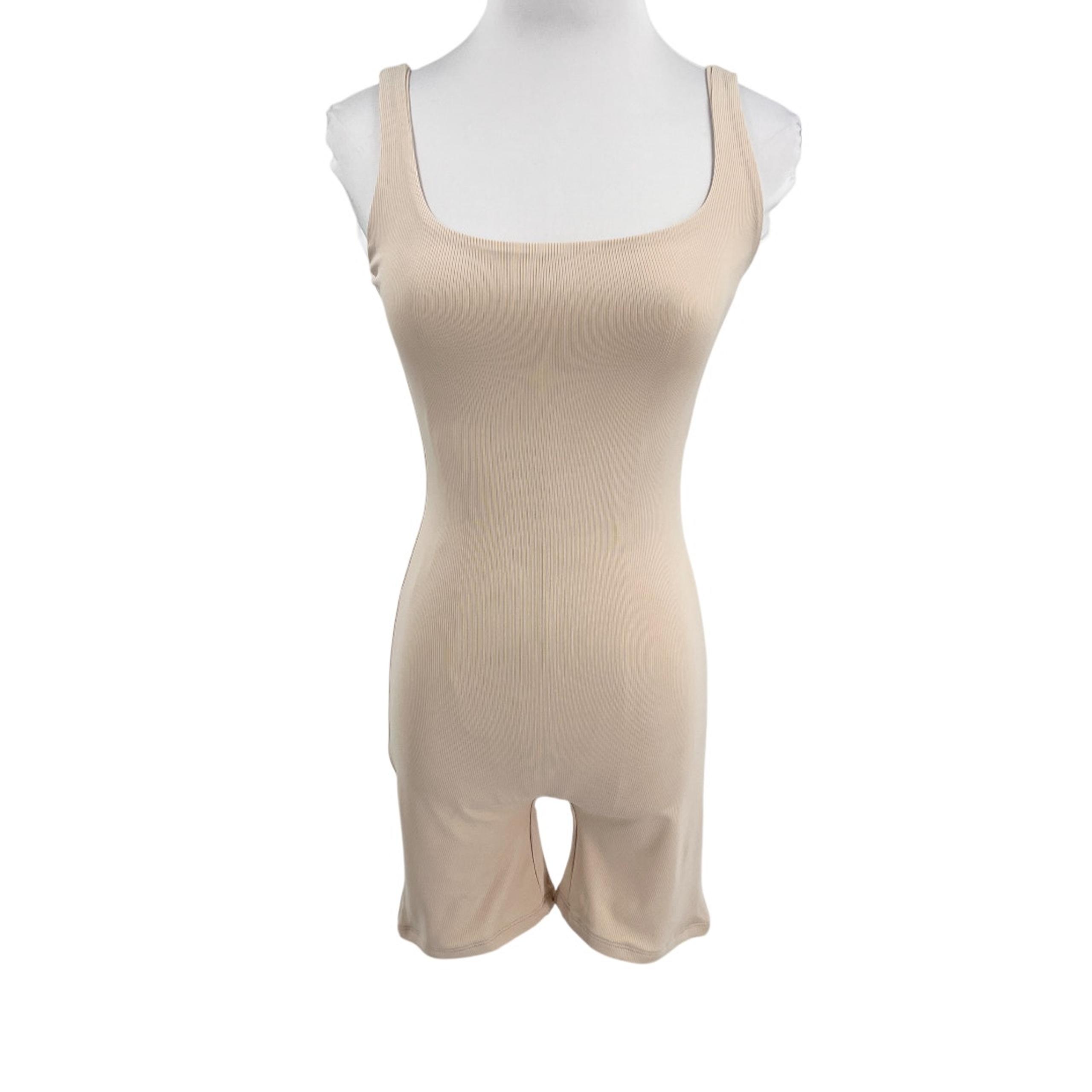 Naked Wardrobe Womens Beige Cream Romper Jumpsuit Square Neckline Size Small S