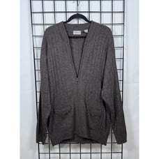 Windham Pointe Cardigan Sweater Mens XL Gray Full Zip Fisherman Eclectic Grandpa
