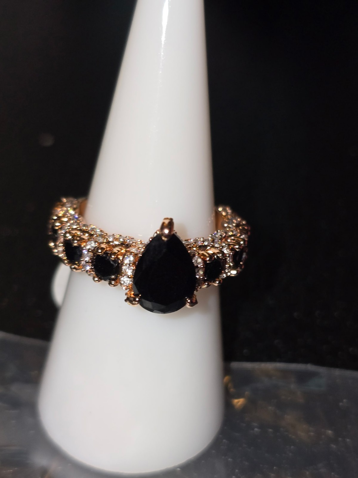 Soothing Solitude Size 7 Rg38053 Black onyx On Rose Gold Plating Bp tag no bag