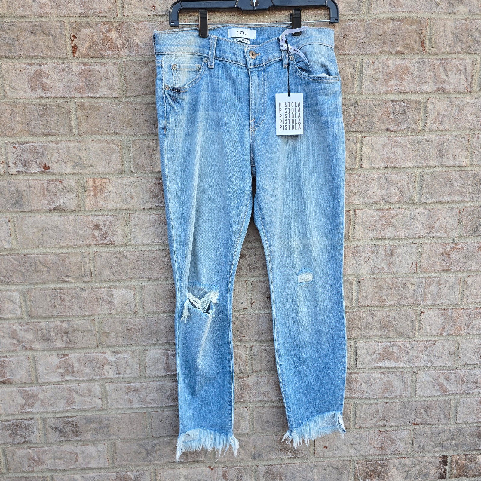 NWT Pistola Audrey Distressed Mid Rise Skinny Denim Jeans Crop Jeans Blue Sz 29