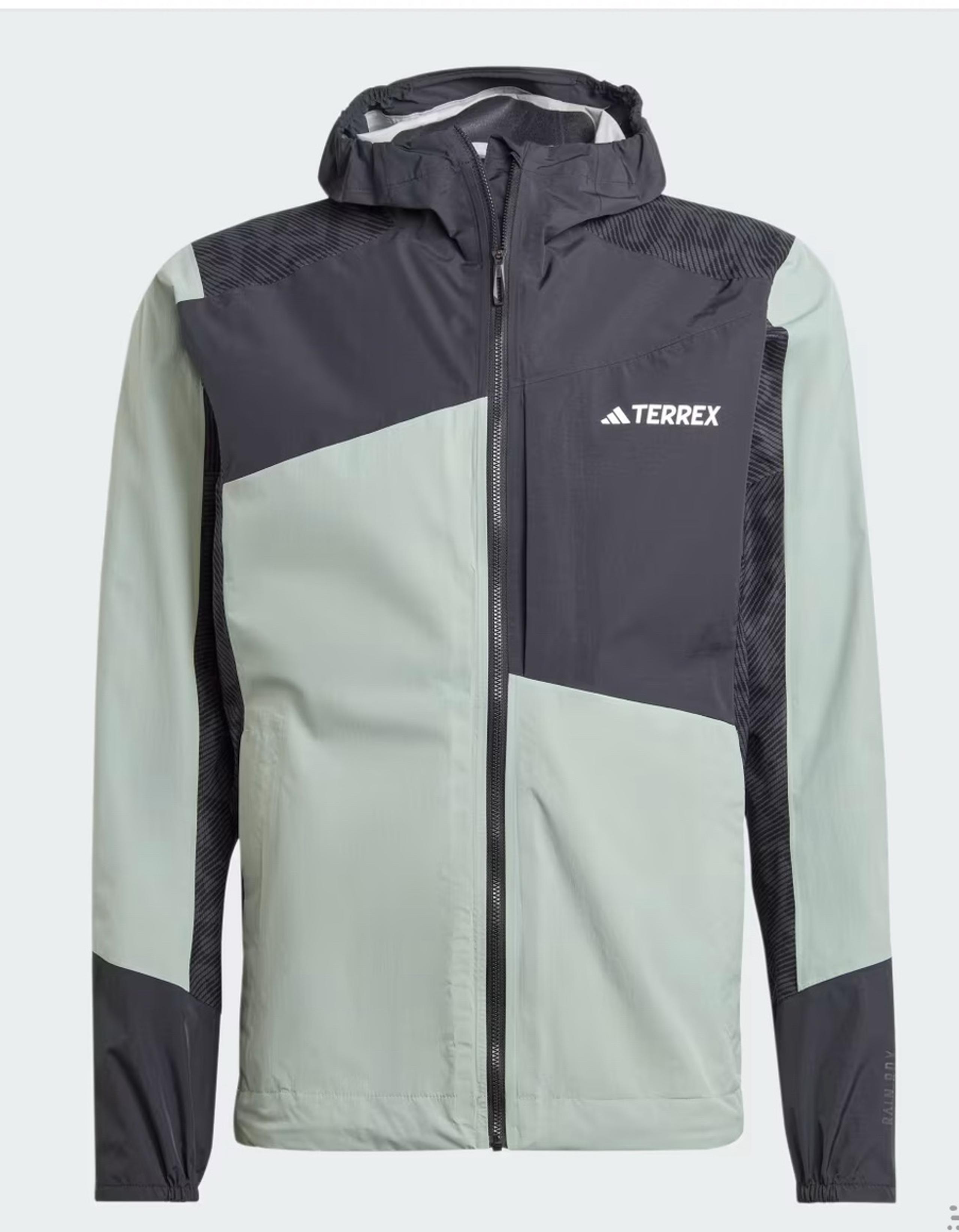 Adidas Men's TERREX Xperior Hybrid Rain Jacket Silver Green/Black