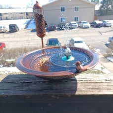 Deck Mounted Bird Bath 13 Inches Hand Hammered Metal Birdbath for Outdoors 2-in-