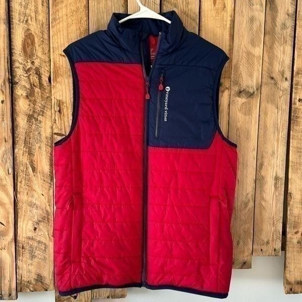 Vineyard Vines Grid Fleece Mountain Weekend Vest Men’s Size Small