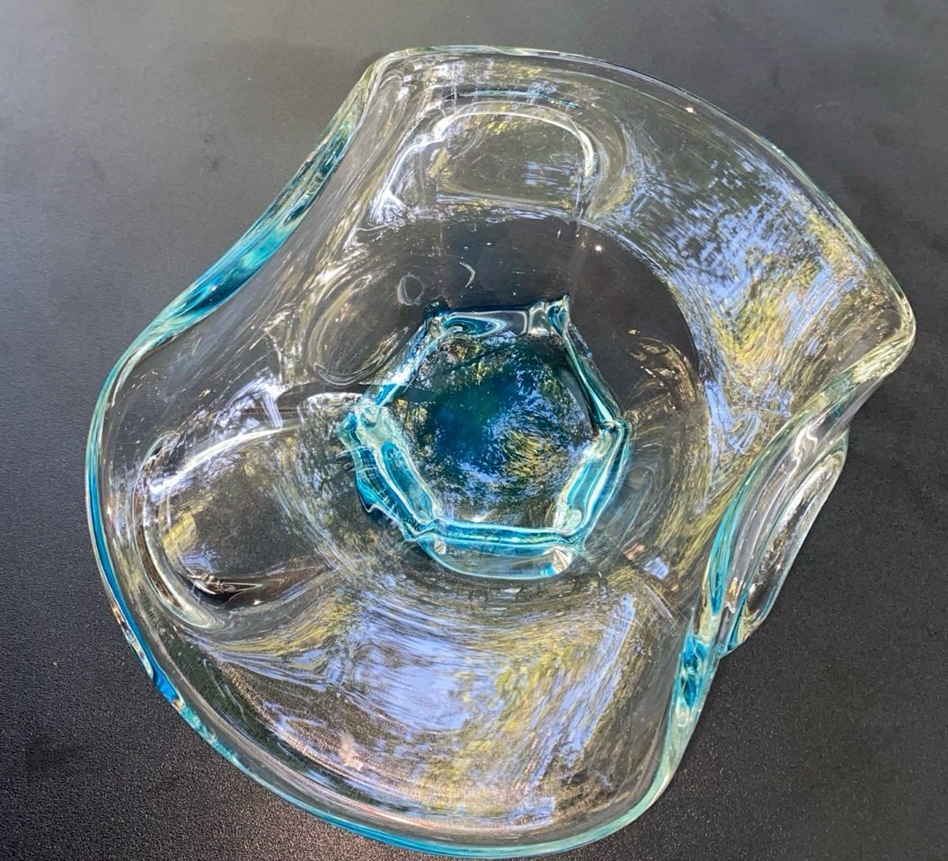 Vintage MCM Modern blue glass