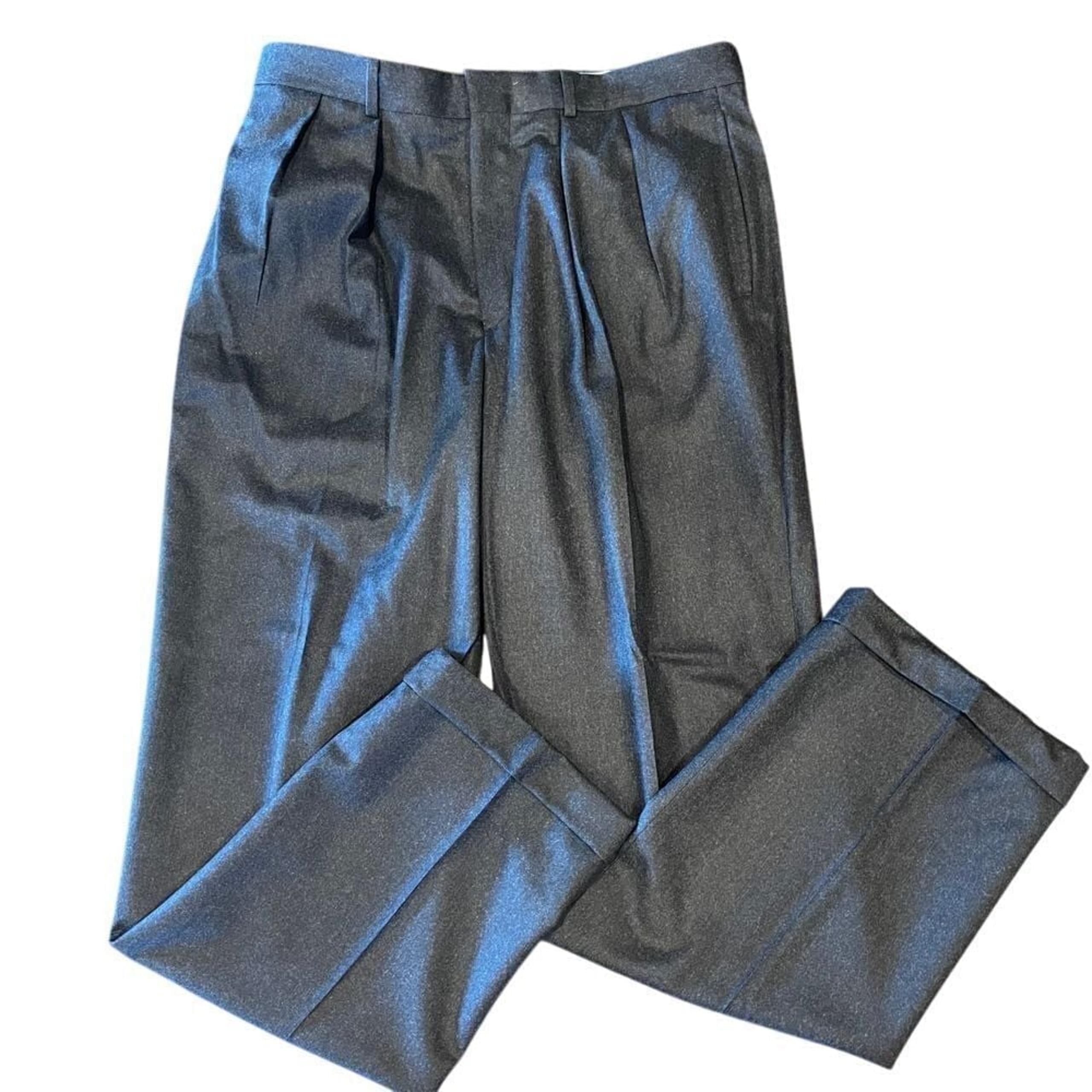BERLE Pleated Cuffed Hem Dress Pants Charcoal Gray Size 33R Inseam 31"