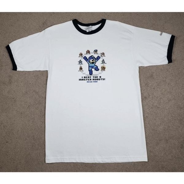 Vintage SEALED 2004 Mega Man I Beat The 8 Master Robots T-Shirt White Size L