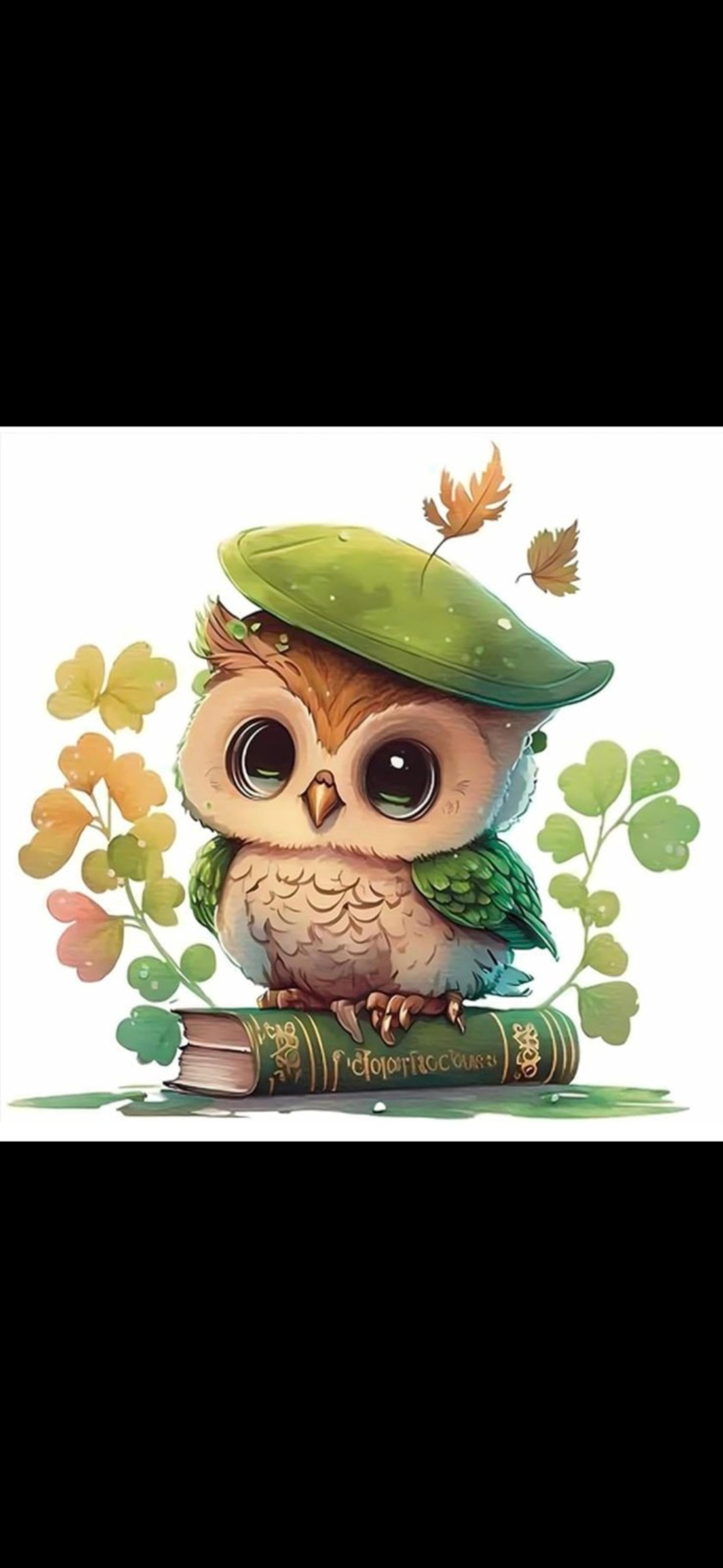 Lucky Green Clover Baby Owl 5D Diamond Painting Kit New