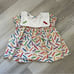Lulu Bebe Crayon Print Bib Collar Short Sleeve Dress (Size 12M) colorful fun