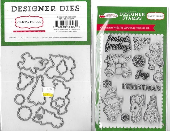 Cara Bella - Christmas Time Stamp & matching Die Set