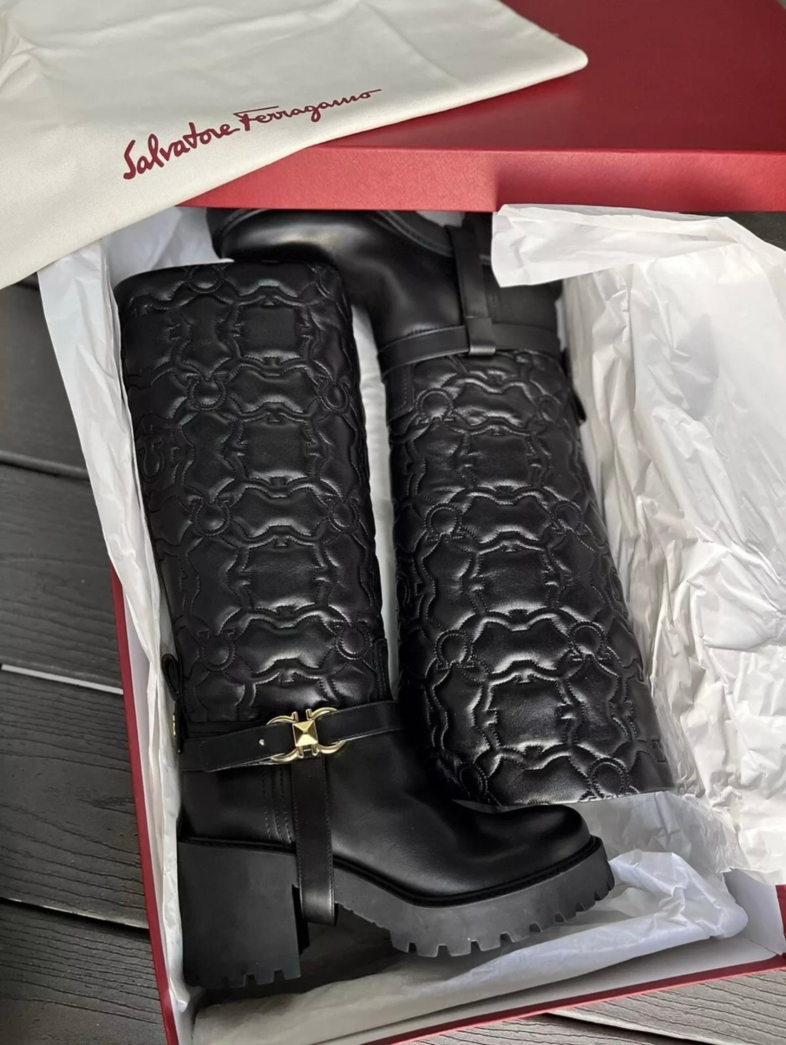 LAST PAIR! Salvatore FERRAGAMO  Shiran Gancini Leather Knee-High Boots, $1590