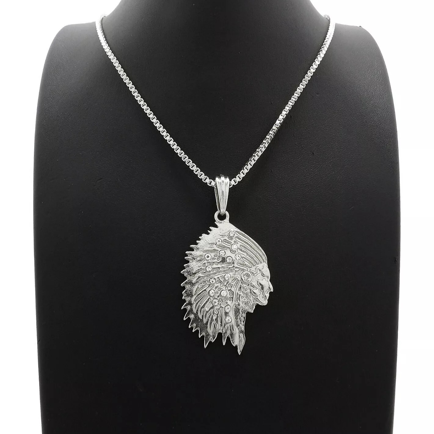 Chief Pendant & 24 Box Chain Necklace for Men's