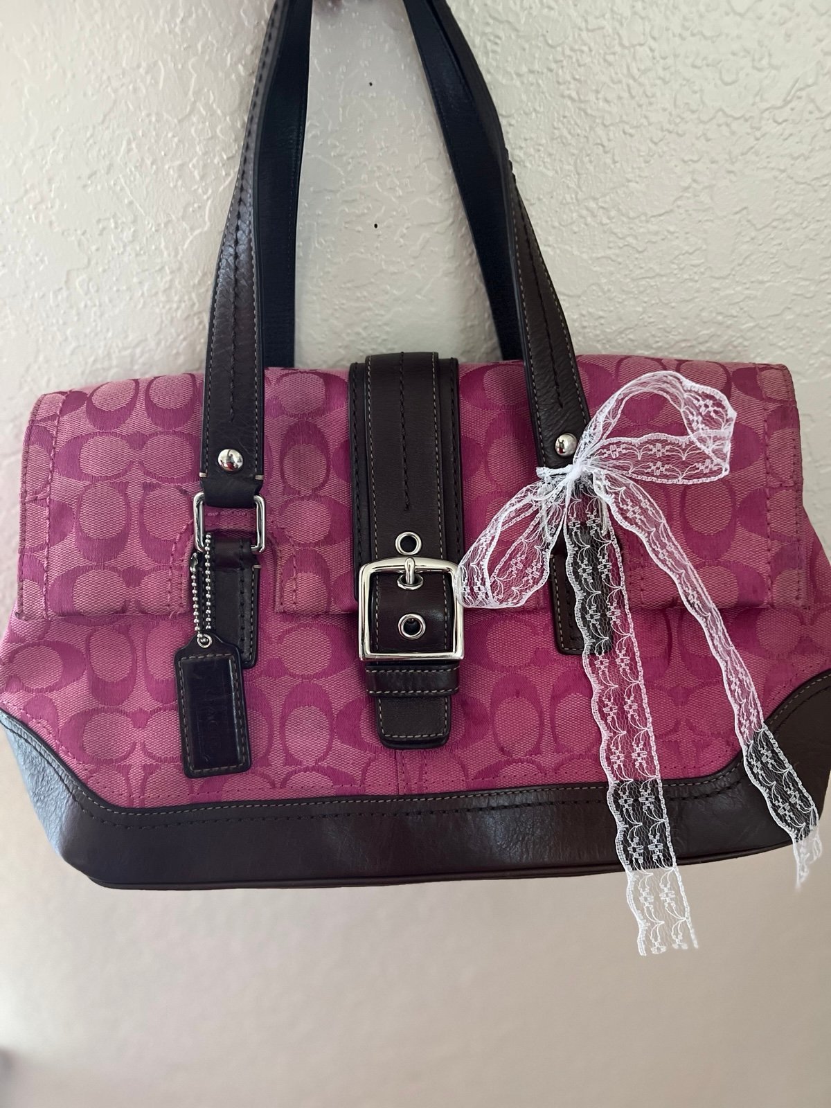Y2K pink/brown coach bag