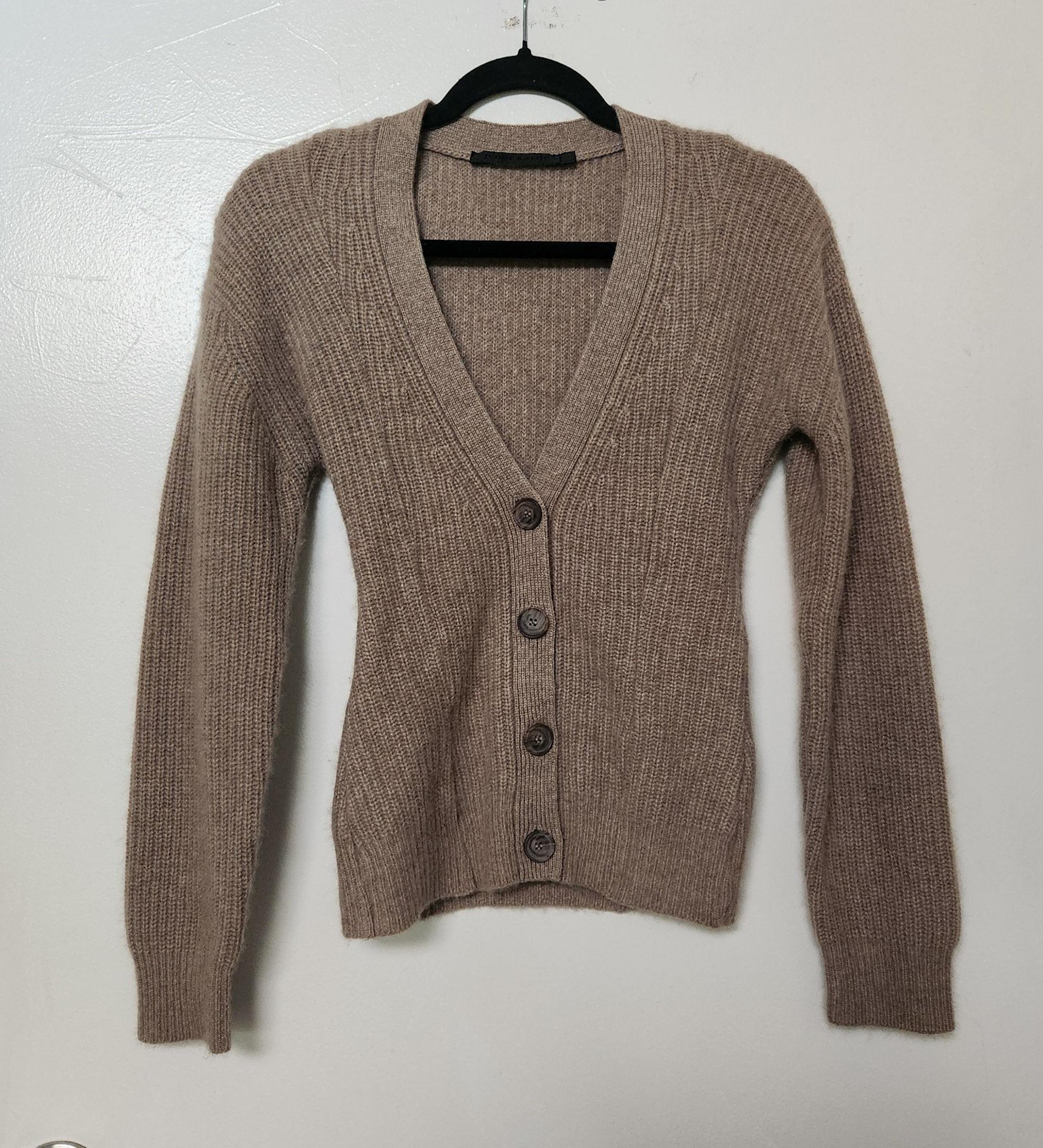 Jenni Kayne Cashmere blend fitted cardigan, almond sweater size XXS