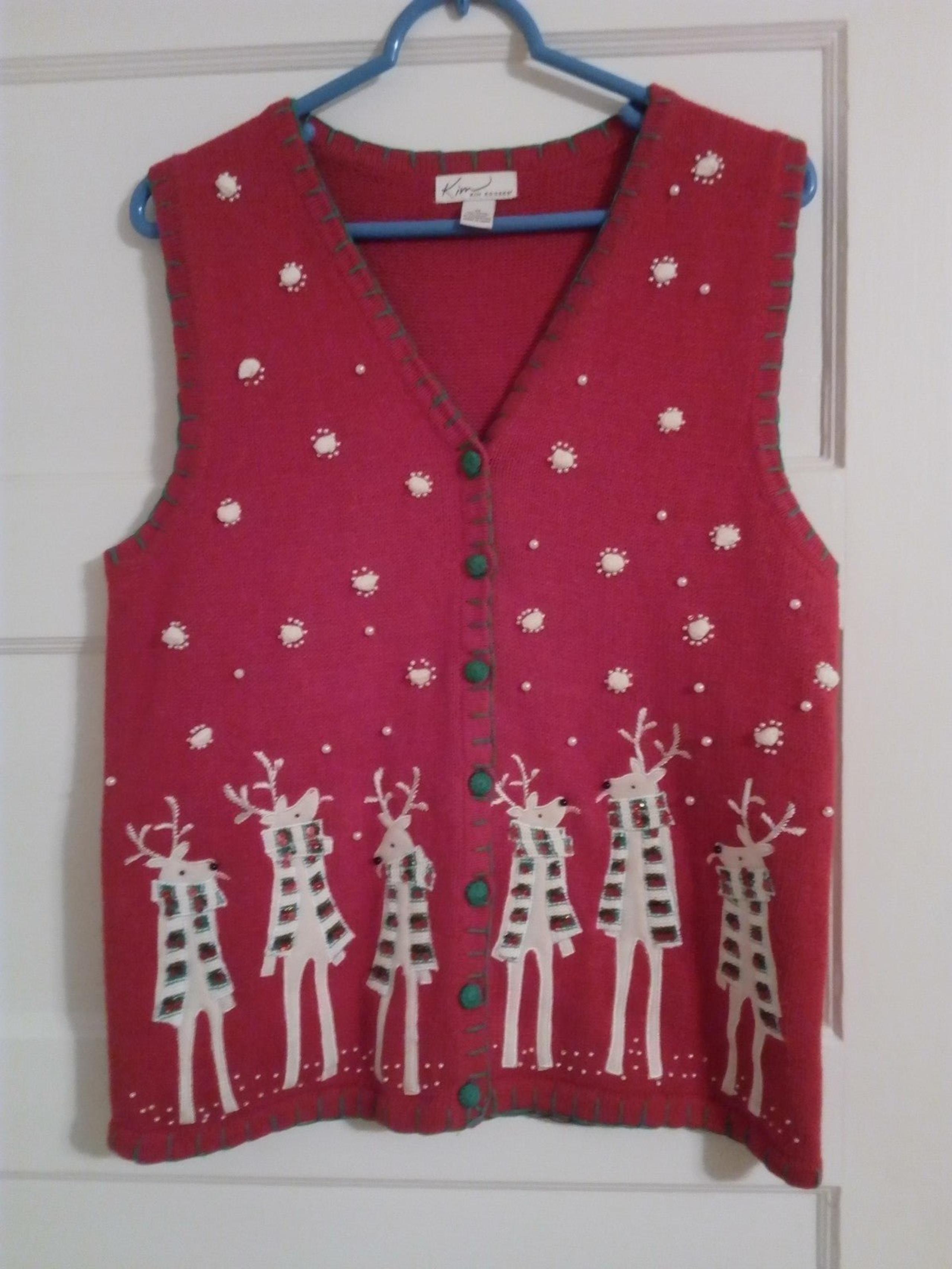 KIM ROGERS Sweater-Vest; (Christmas); 'LIKE-NEW';"STUNNING"; Size: M